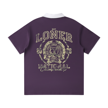 Contrast Collar Raglan Polo Shirt