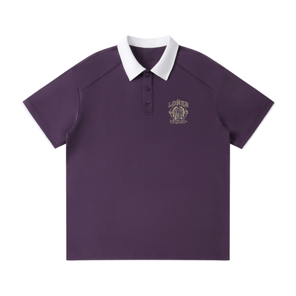 Contrast Collar Raglan Polo Shirt