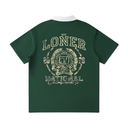 Contrast Collar Raglan Polo Shirt