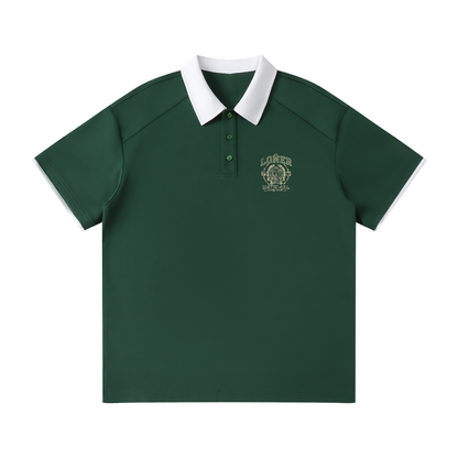 Contrast Collar Raglan Polo Shirt