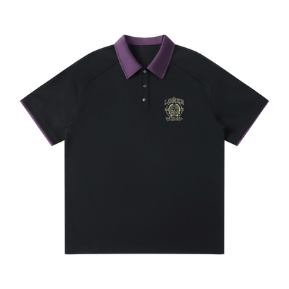 Contrast Collar Raglan Polo Shirt