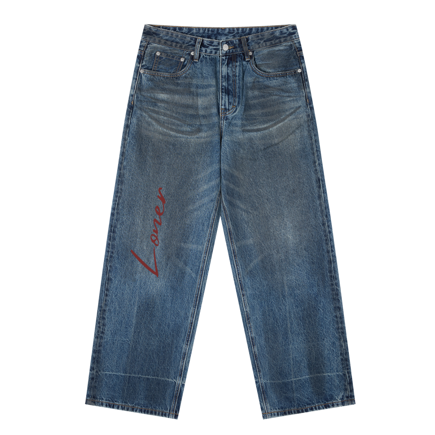 Vintage Wash Baggy Denim Jeans