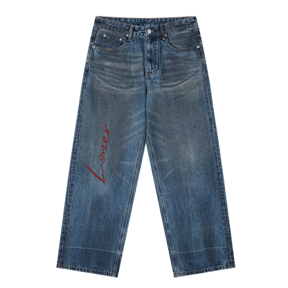Vintage Wash Baggy Denim Jeans