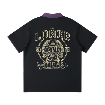 Contrast Collar Raglan Polo Shirt