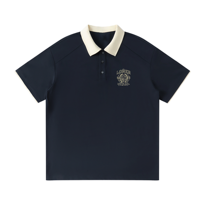 Contrast Collar Raglan Polo Shirt