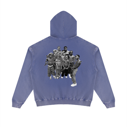 Unisex Mineral Wash Distressed Hoodie