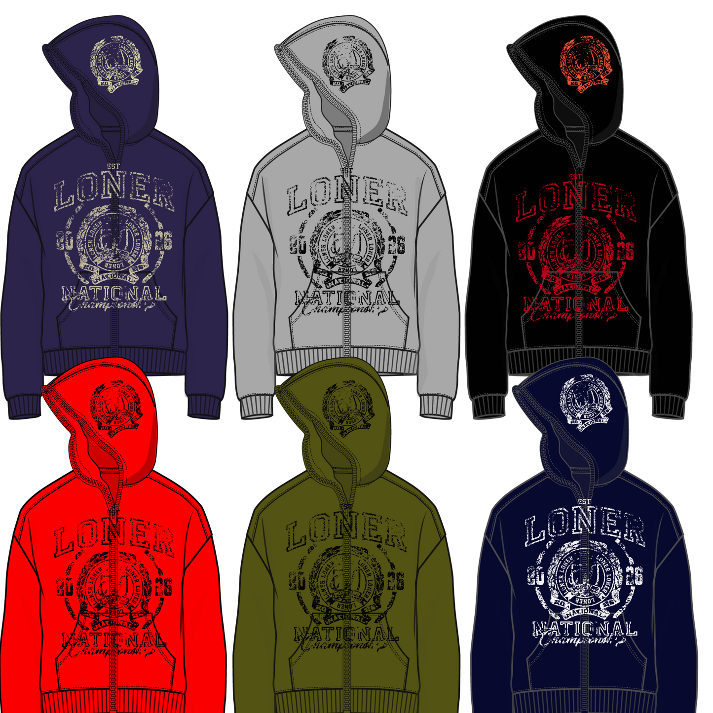 LONER "National Champion" Zip-Up Hoodie