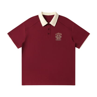 Contrast Collar Raglan Polo Shirt