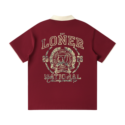 Contrast Collar Raglan Polo Shirt
