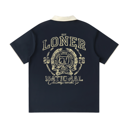 Contrast Collar Raglan Polo Shirt